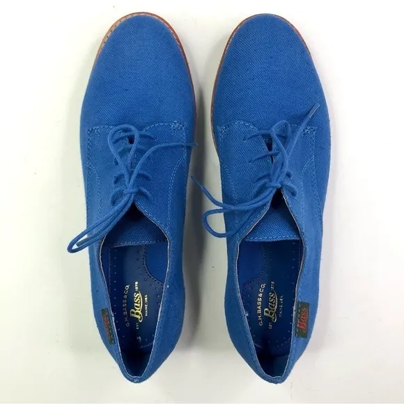 Bass Ellyk cyan royal blue canvas loafers shoes like new condition 8.5