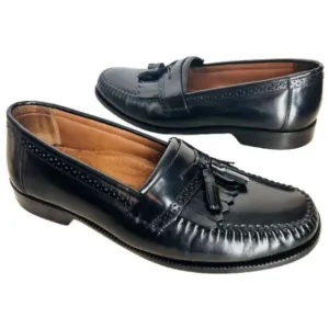 Bass Loafers 12 D Nelson Black Leather Dress Shoes Wingtip Kiltie Tassels NICE!