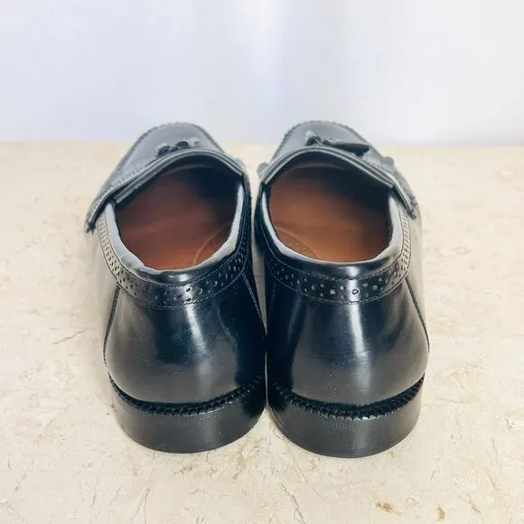 Bass Loafers 12 D Nelson Black Leather Dress Shoes Wingtip Kiltie Tassels NICE!