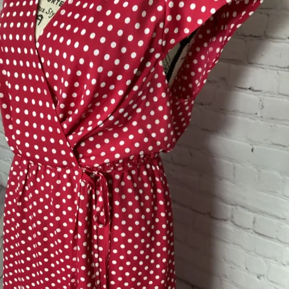 BCBG Fuchsia Polka Dot Asymmetrical Dress NWT Size L