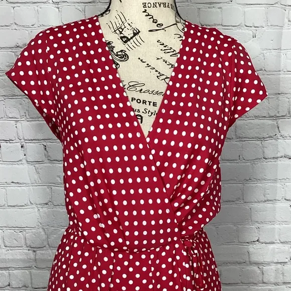 BCBG Fuchsia Polka Dot Asymmetrical Dress NWT Size L
