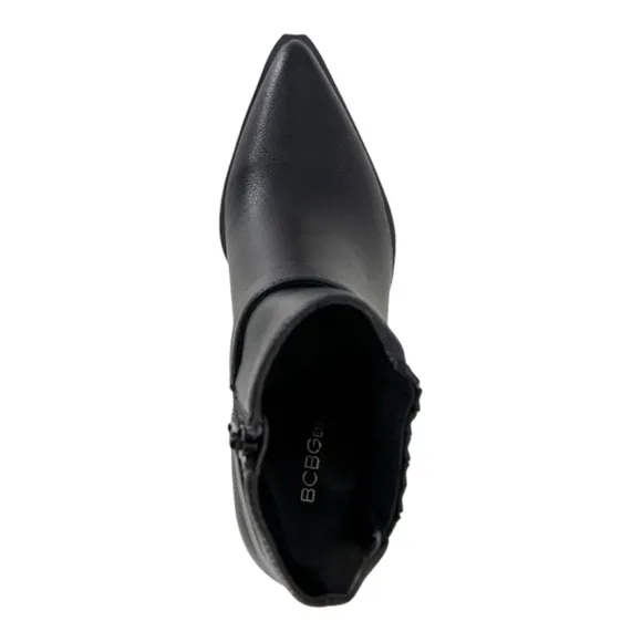 BCBGeneration Black Pointed-Toe Side-Zip Cassidy Western Booties. Size 9.