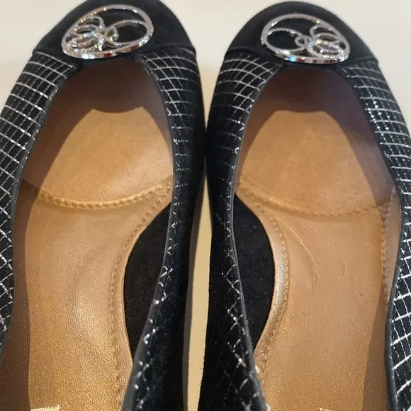 BeautiFeel Black &amp; Gold Suede Leather Medallion Ballet Flats Size 6.5 (37)
