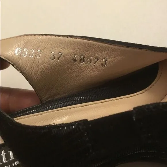 BEAUTIFEEL Black Shiny Scale Print Suede Slingback