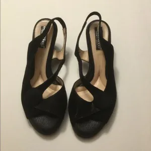 BEAUTIFEEL Black Shiny Scale Print Suede Slingback