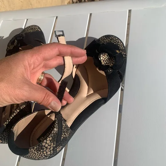 BeautiFeel black suede and cream leather sandals size 7 (European 38)