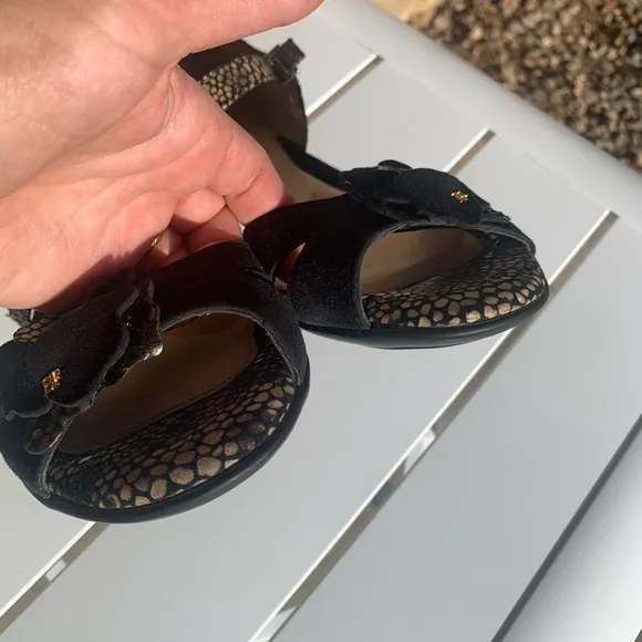 BeautiFeel black suede and cream leather sandals size 7 (European 38)