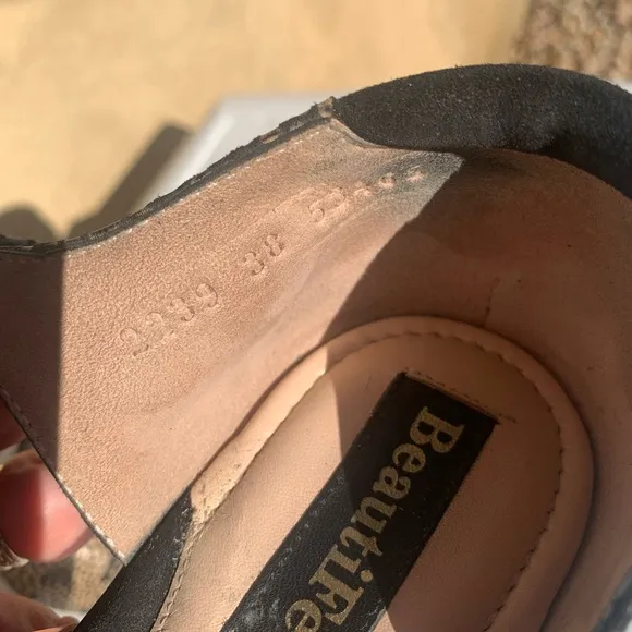 BeautiFeel black suede and cream leather sandals size 7 (European 38)