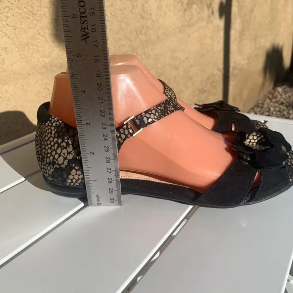 BeautiFeel black suede and cream leather sandals size 7 (European 38)