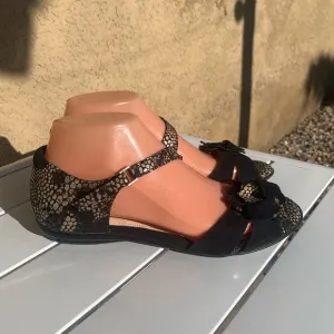 BeautiFeel black suede and cream leather sandals size 7 (European 38)