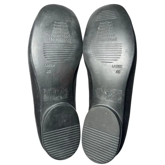 BeautiFeel Black Suede Leather Flats MADE IN ISRAEL Sz: EU: 40 US: 9