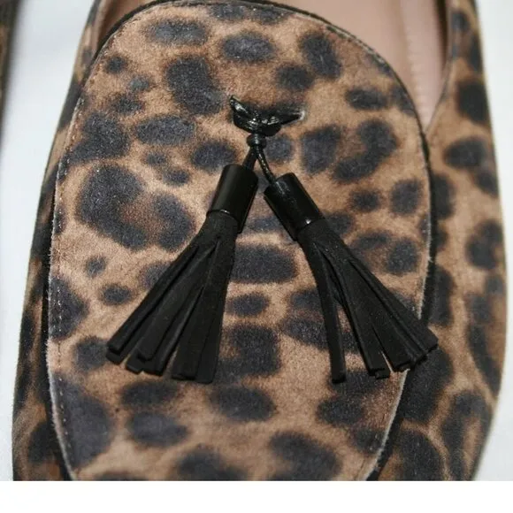 BeautiFeel Chloe Leopard Print Ballet Flats Size 40 (US 9) Suede Tassels