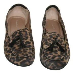 BeautiFeel Chloe Leopard Print Ballet Flats Size 40 (US 9) Suede Tassels
