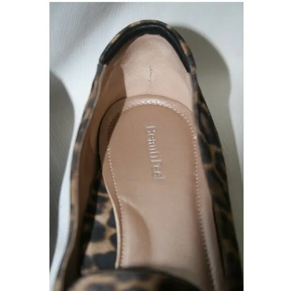 BeautiFeel Chloe Leopard Print Ballet Flats Size 40 (US 9) Suede Tassels