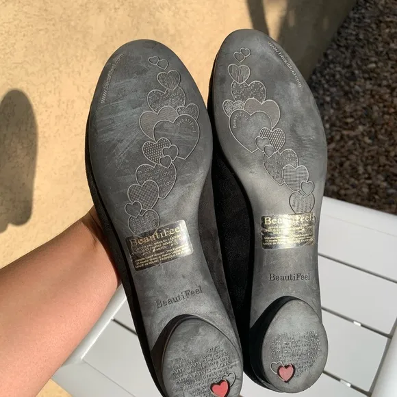 BeautiFeel Franca black suede ballet flats size  7.5 ( European 38)