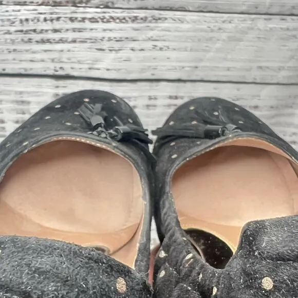 Beautifeel Holly Flats Black Printed Suede Bronze Dots Excellent Women's 39 8-8.
