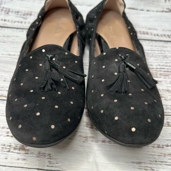 Beautifeel Holly Flats Black Printed Suede Bronze Dots Excellent Women's 39 8-8.
