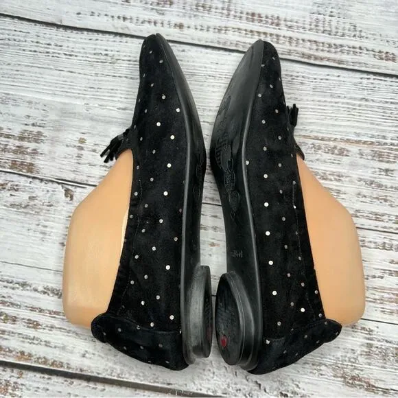 Beautifeel Holly Flats Black Printed Suede Bronze Dots Excellent Women's 39 8-8.