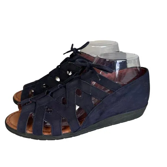 Beautifeel Olympus Gladiator Sandals WMN Navy US9-9.5 EU40 Cutout LaceUp OpenToe