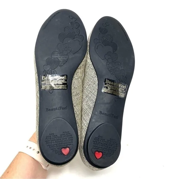 Beautifeel Women's Tabitha Poudre Fine Linen Print Suede flats