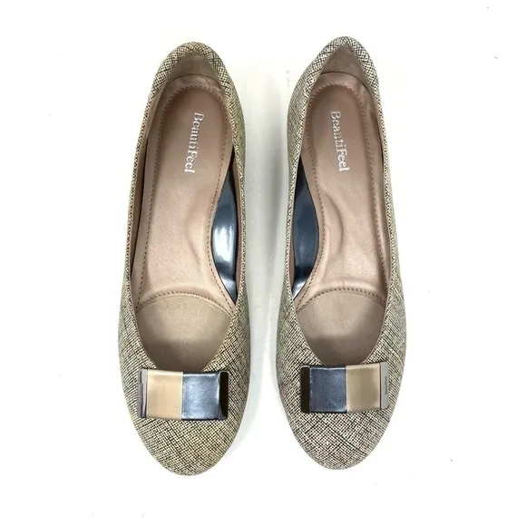 Beautifeel Women's Tabitha Poudre Fine Linen Print Suede flats
