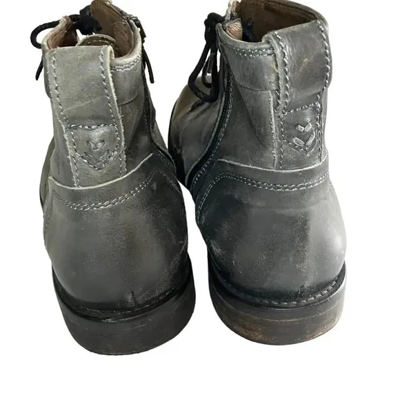 Bed Stu Cobbler Series Black Gray Leather Side Zip Up Boots Size 9.5