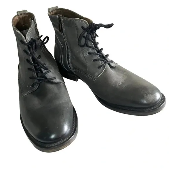Bed Stu Cobbler Series Black Gray Leather Side Zip Up Boots Size 9.5