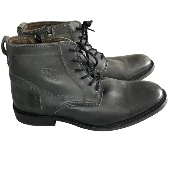 Bed Stu Cobbler Series Black Gray Leather Side Zip Up Boots Size 9.5
