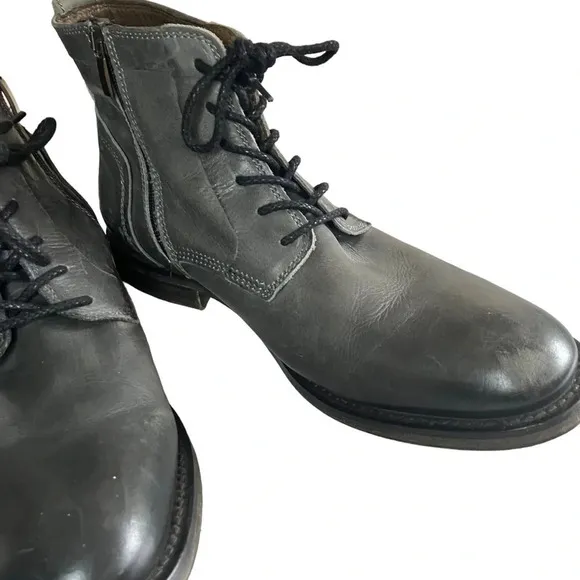 Bed Stu Cobbler Series Black Gray Leather Side Zip Up Boots Size 9.5