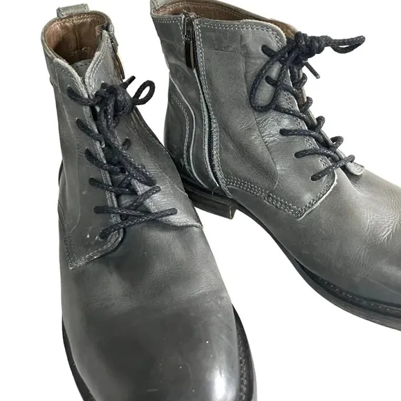 Bed Stu Cobbler Series Black Gray Leather Side Zip Up Boots Size 9.5
