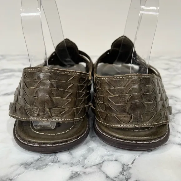Bed | Stu Conde Huarache Olive Green Sandals Woven Leather Summer Men's Size 8