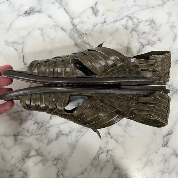 Bed | Stu Conde Huarache Olive Green Sandals Woven Leather Summer Men's Size 8