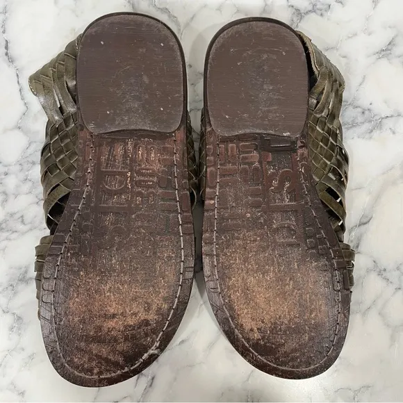 Bed | Stu Conde Huarache Olive Green Sandals Woven Leather Summer Men's Size 8