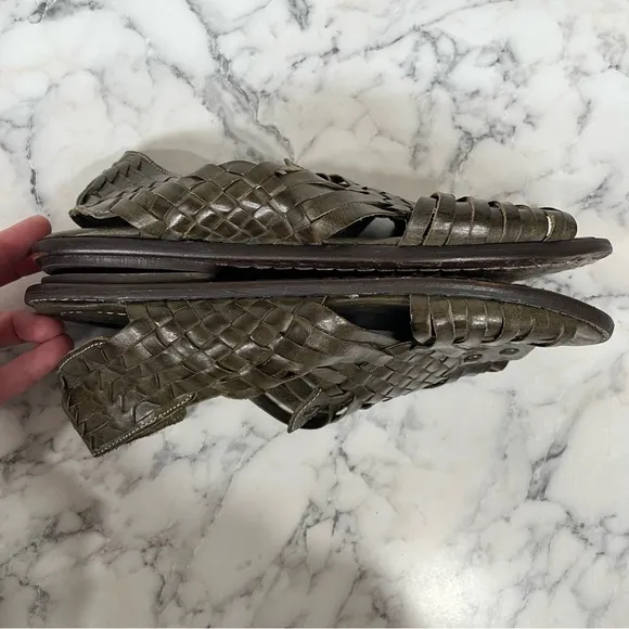 Bed | Stu Conde Huarache Olive Green Sandals Woven Leather Summer Men's Size 8