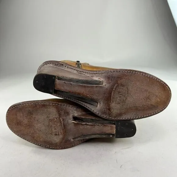 Bed Stu Countess Womens Tan Rustic Leather Bootie US 9.5 Side Zip Ankle Boots