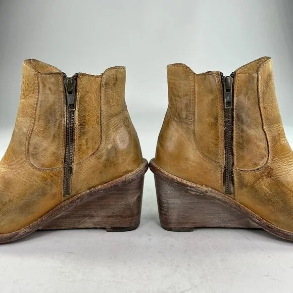 Bed Stu Countess Womens Tan Rustic Leather Bootie US 9.5 Side Zip Ankle Boots