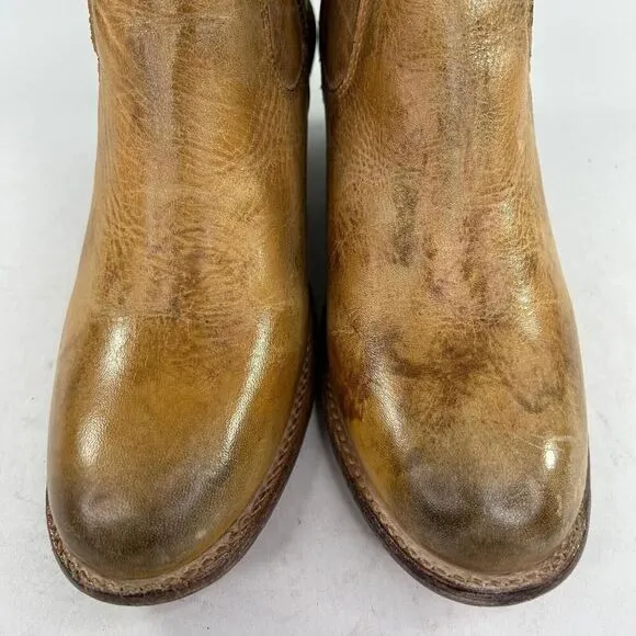 Bed Stu Countess Womens Tan Rustic Leather Bootie US 9.5 Side Zip Ankle Boots