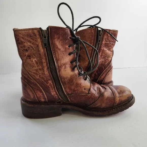 Bed Stu Lace Up Side Zip Leather Booties