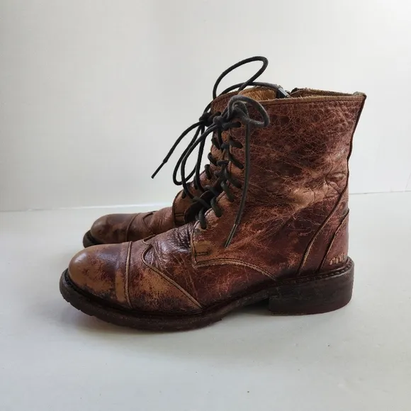 Bed Stu Lace Up Side Zip Leather Booties