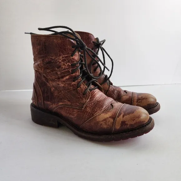 Bed Stu Lace Up Side Zip Leather Booties