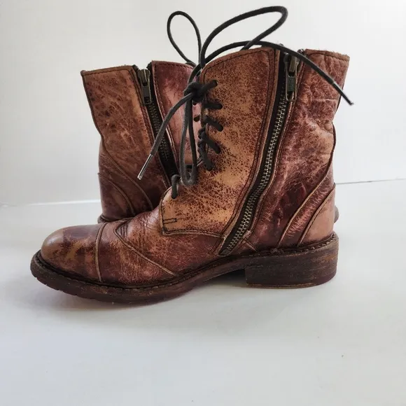Bed Stu Lace Up Side Zip Leather Booties