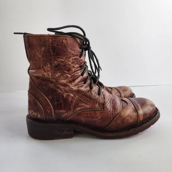Bed Stu Lace Up Side Zip Leather Booties