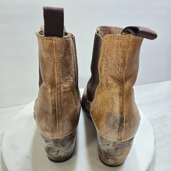 Bed Stu LORN Chelsea Boots Womens 9 Distressed Tan Leather White Washed Cobbler