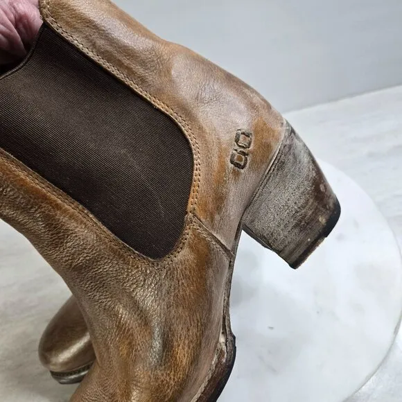 Bed Stu LORN Chelsea Boots Womens 9 Distressed Tan Leather White Washed Cobbler