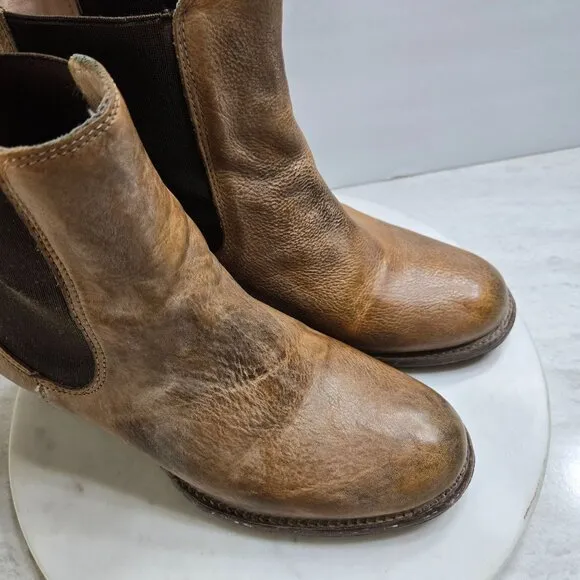 Bed Stu LORN Chelsea Boots Womens 9 Distressed Tan Leather White Washed Cobbler