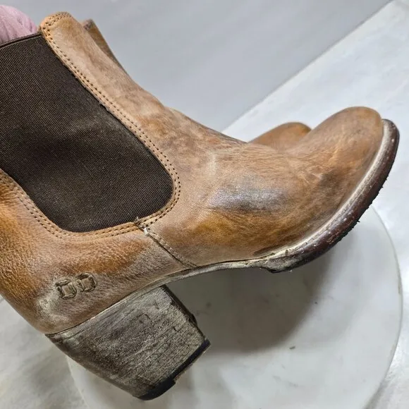Bed Stu LORN Chelsea Boots Womens 9 Distressed Tan Leather White Washed Cobbler