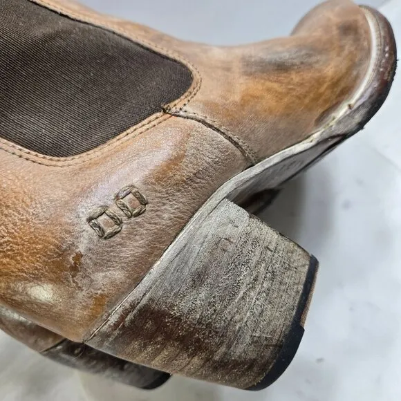Bed Stu LORN Chelsea Boots Womens 9 Distressed Tan Leather White Washed Cobbler