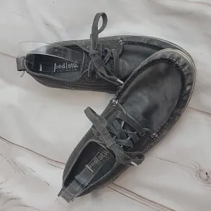 Bed Stu Mens Dark Grey Canvas Leather BedStu Boat Loafer Sneakers Size 8