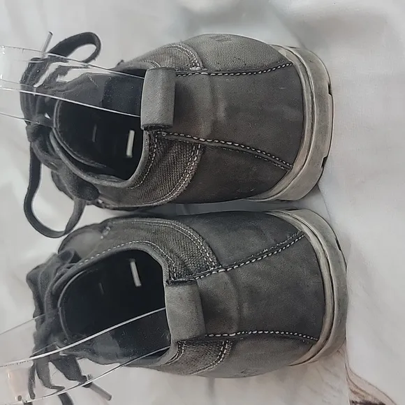 Bed Stu Mens Dark Grey Canvas Leather BedStu Boat Loafer Sneakers Size 8