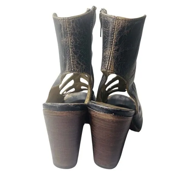 Bed Stu Occam Caged Sandals Black Lux Distressed Leather 9.5
